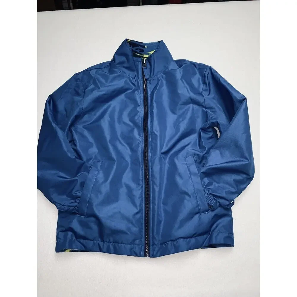 Sz 8 Athletech Youth Reversible Lightweight Jacket Brite Blue & Yellow/Blue Camo